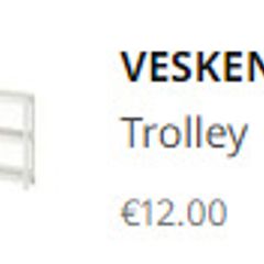 (Brand New) IKEA Shelves/Trolley, white, 54x18x71 cm