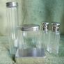Antique Edwardian 1800s Set 5  Apothecary Bottles Ground-Glass Stoppers, Glass Vanity Pin Bottles Jars Image 2