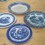 Antique Victorian Blue and White Platter, Unknown Maker in the Temple Pattern circa 1870 Image 10