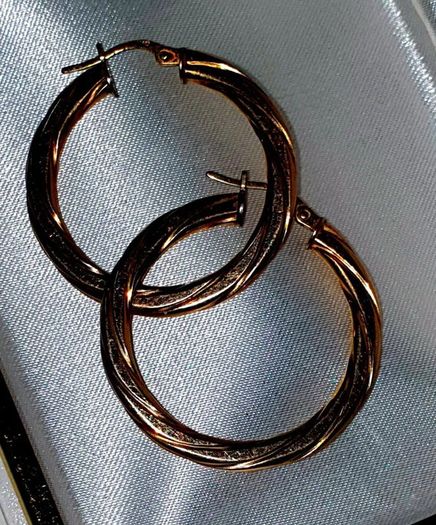 Pristine 9ct Gold 1.5" Twisted Rope Hoop Earrings