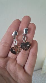 GUESS Silver-Tone Dangle Heart Earrings