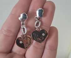 GUESS Silver-Tone Dangle Heart Earrings