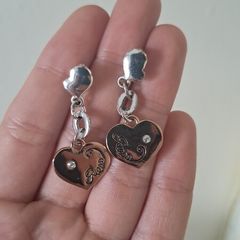 GUESS Silver-Tone Dangle Heart Earrings