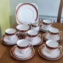 20 pcs Vintage Royal Tara Tea Set Burgundy Red Gold Image 2