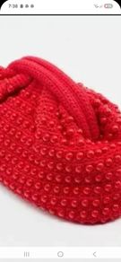 Zara Red Crocheted Bobble Bag