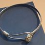 925 Sterling Silver Bangle with Rope and Rose Shaped Clasp Image 6