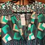 SAMOON further reduced. new top in green with mixed colours . Long sleeved and open v neck front Image 4
