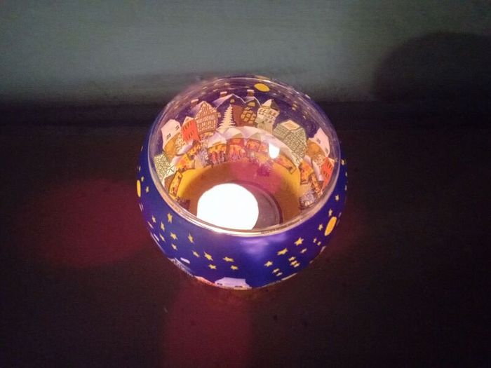 Christmas glass tea light holder