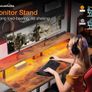 Gaming Desk with LED Lights 120x50 cm Computer Power Outlets PC Table Monitor Stand Storage Shelves CPU Vintage Brown Image 6