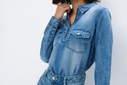 oversized style Jeans look shirt size fits xs s m never worn