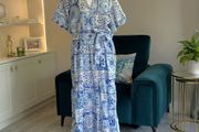 New Look Blue and White Faux Wrap Summer Dress
