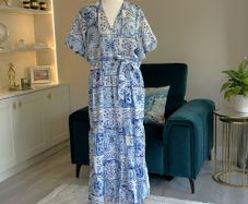 New Look Blue and White Faux Wrap Summer Dress