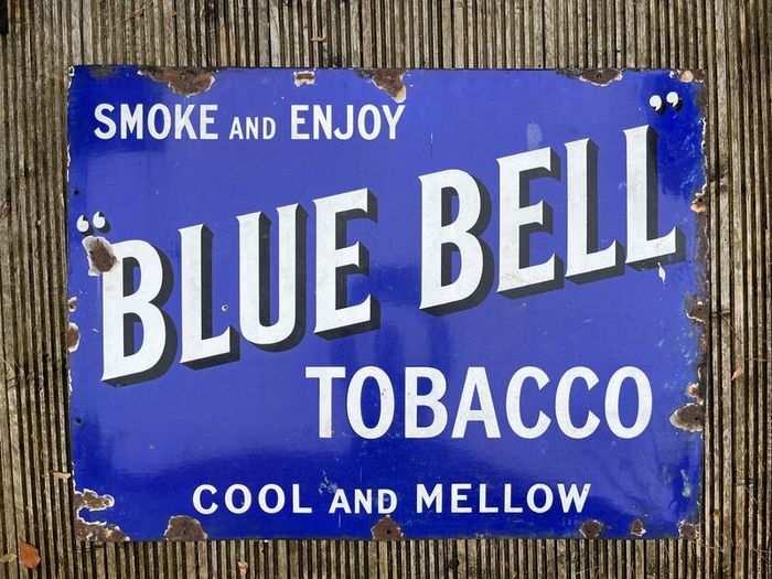 Original Vintage Blue Bell Tobacco enamel sign