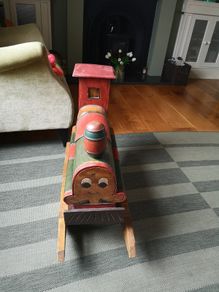 Hand carved rocking vintage rocking train