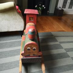 Hand carved rocking vintage rocking train