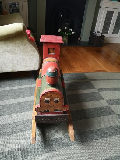 Hand carved rocking vintage rocking train