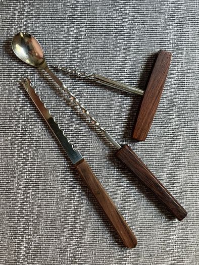 Vintage Teak-Handled Bar Tool Set (3 Pieces)