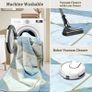 Machine Washable Rug, Non-Slip Low Pile Bedroom Rugs with Marble Pattern, Soft Area Rugs for Lounge & Dining Room, Blue & White, 160x230 cm Image 5