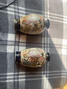 Pair of Antique Japanese Kinkozan Satsuma Vases Geisha Figures