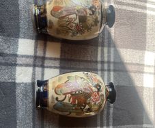 Pair of Antique Japanese Kinkozan Satsuma Vases Geisha Figures