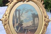 A Capriccio Of Rome Watercolour in 19th Century Wooden Baroque Frame