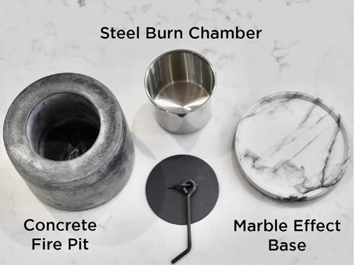 Concrete Table Top Fire Pit - Bioethanol Fire, Smokeless Fire Pit, Fire Bowl, Mini Personal Fireplace for Indoor and Outdoor Use (FREE POSTAGE)