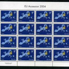 2004 Ireland EU Accession Commemorative Stamp Sheetlet Plate 1B1B1B1B Mint Never Hinged (MNH)