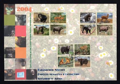 2004 United Nations (US, Geneva & Vienna) Endangered Species Commemorative Stamps United Nations Postal Administration First Day Cover (FDC)