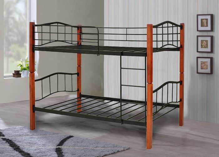Metal & Wood Bunk Bed convertible 2 single beds