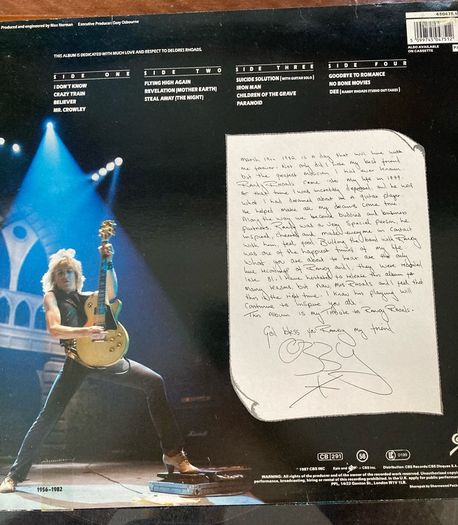 Ozzy Osbourne- Randy Rhodes Tribute (Irish Pressing)
