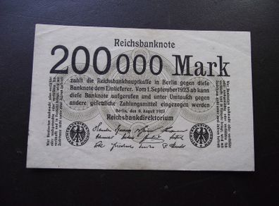 Germany. Reichsbanknote. 200,000 Mark (9.8.1923) Super Condition!