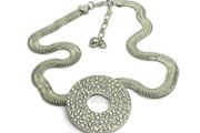 Mid Century Silver Tone Statement Necklace