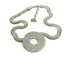 Mid Century Silver Tone Statement Necklace