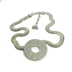 Mid Century Silver Tone Statement Necklace
