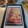 Vintage E Stephens Gold Foil Etched Signed Matted Sailboat Sunset Lake Tree Framed print. Image 8