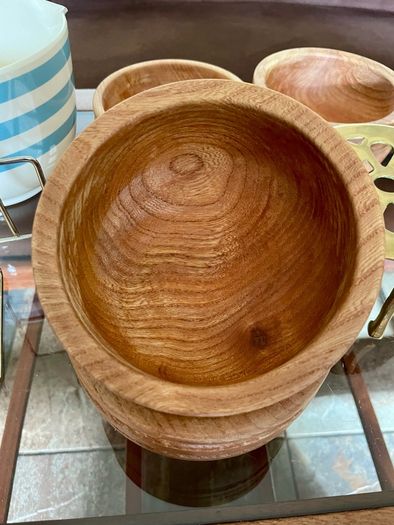 Rare Set 6 Rustic Irish Wood Turned Beehive Style Bowls Retos Shannon 1970s