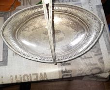 Beautiful Old Oval Shaped Silver Plated Pierced Serving Tray with Handle, Postage Available or Collection on all my items