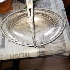 Beautiful Old Oval Shaped Silver Plated Pierced Serving Tray with Handle, Postage Available or Collection on all my items