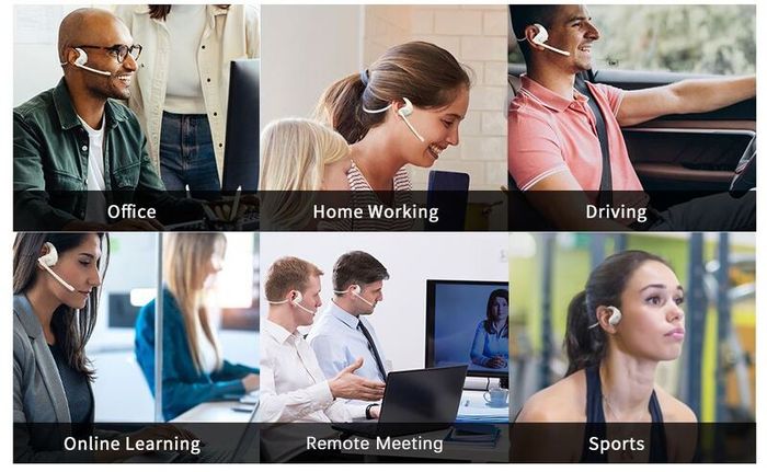 Giveet Bluetooth 5.3 Headset with Detachable Microphone, Wireless Headset w/DSP Noise Cancelling Mic for Phone PC Laptop, Open Ear Comfort Headphones for Office Home Working Driving Running, 12 Hrs