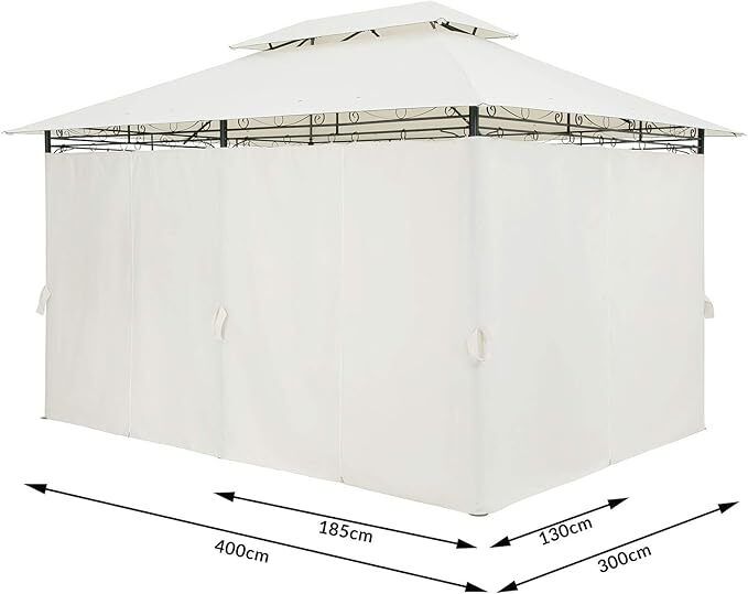 3 x 4m Metal Garden Gazebo with Side Curtains Water-Repellent UV50+ Outdoor Gazebo