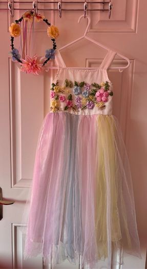 Floral Dress with head piece Age 3-4 years