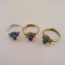Lot Of Vintage 3 Adjustable Flower desgin Brass Rings With Jade ,Lapis Lazuli ,MoonStone Image 2