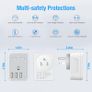 UK to US Plug Travel Adapter, USA Travel Adapter with 4 USB Ports (1 USB C Fast Charger) American to UK Plug Adapter for US Canada Mexico Thailand and More(Type B) Image 5