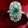 Vintage 1940s Emerald & Diamond Ring - Rose Gold Image 5