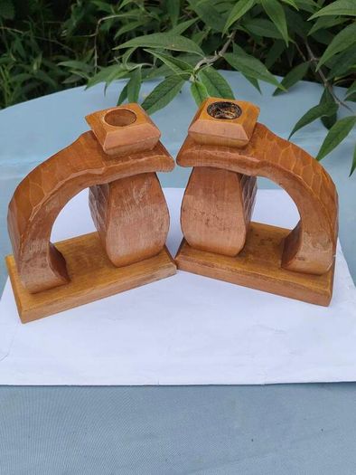 Vintage Hand carved Norwegian candlesticks