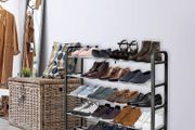 NEW SALE | 5 Tier Shoe Slots Rack - Space Saving Shoe Storage Organiser with Quick, Tool-Free Assembly - Shoe Slots Holds 15-20 Pairs - Dimensions (L) 75.5cm x (W) 18.5cm x (H) 75.5cm - Black