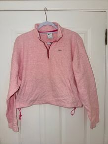 Nike Therma-FIT Womens Quarter Zip Sweatshirt in Pink Marl - size medium