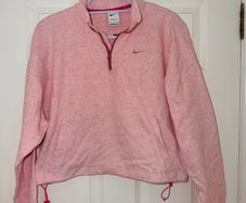 Nike Therma-FIT Womens Quarter Zip Sweatshirt in Pink Marl - size medium