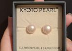 Genuine Kyoto Pearl Stud Pearl Freshwater Pearl in 9ct Gold Earring