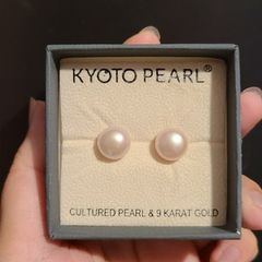 Genuine Kyoto Pearl Stud Pearl Freshwater Pearl in 9ct Gold Earring